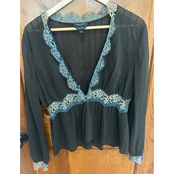 Amazing y2k Herve Leger Chiffon and Lace Shirt - Size 12/Womens Large - Picture 1 of 5